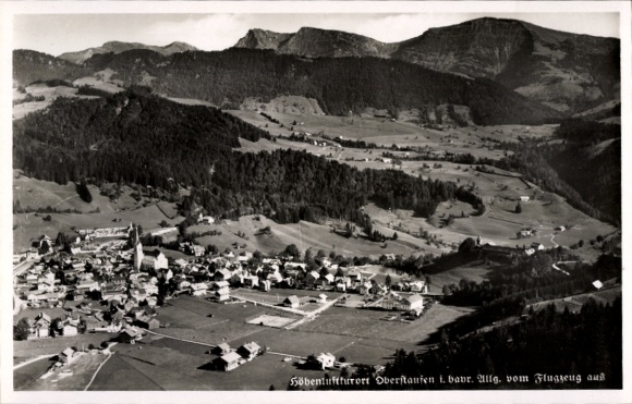 Postcard Oberstaufen in Allgäu, aerial photograph