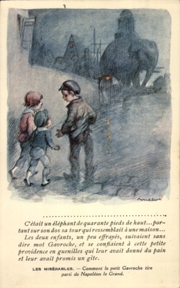 Kunstenaars Ak Poulbot, Francisque, Les Miserables, Petit Gavroche