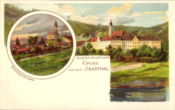 litho Hohenschäftlarn Schäftlarn Opper-Beieren, Schäftlarn-klooster, Hohenschäftlarn