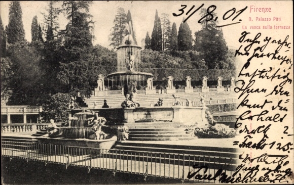 Ak Firenze Florenz Toscana, Palazzo Pitti, Fountain, Terraces, Historische Architektur
