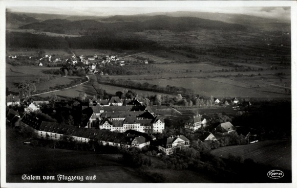 Postcard Salem in the Bodenseekreis Baden, Salem Castle, aerial photograph