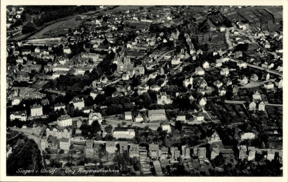 Postcard Siegen in Westphalia, aerial photograph