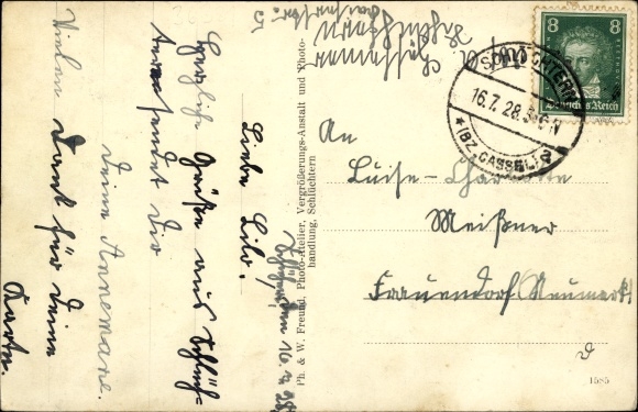 Postcard Schluechtern in Hesse, district hospital