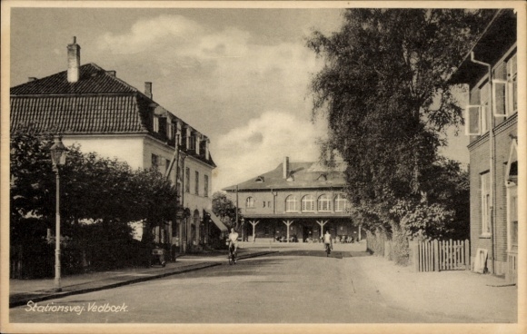 Postcard Vedbæk Vedbaek Denmark, train station