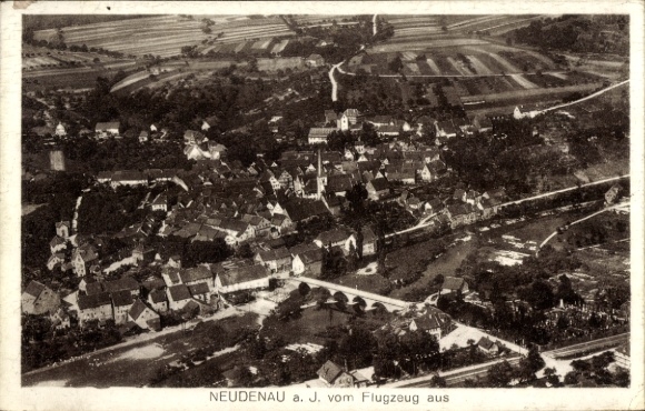 Postcard Neudenau an der Jagst, aerial photograph
