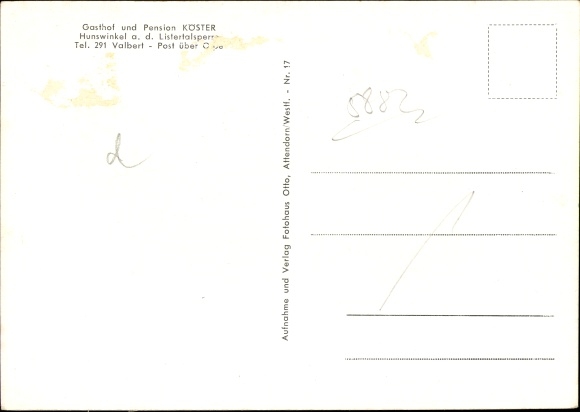 Postcard Hunswinkel Meinerzhagen in the Märkisches Kreis, Gasthof Pension Köster