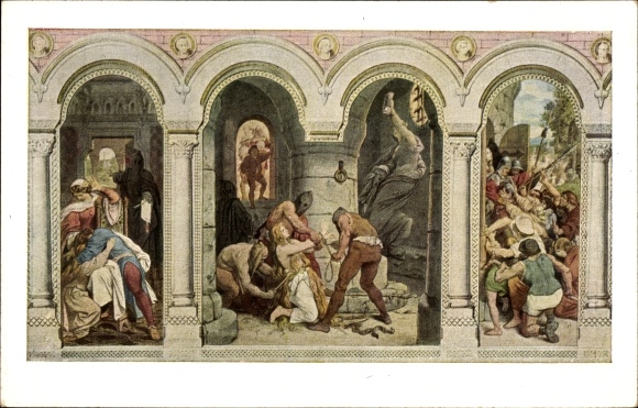 Artist Postcard Schwind, Moritz von, The Fairy Tale of the Seven Ravens, No. V, Brothers Grimm