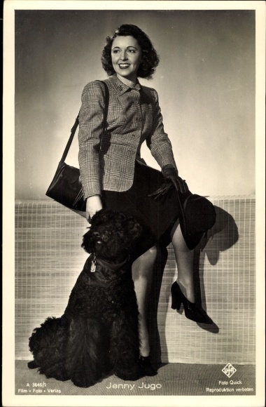 Postcard actress Jenny Jugo, dog