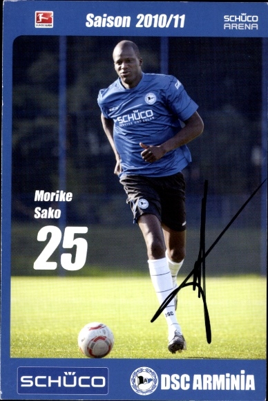 Autograph card footballer Morike Sako, DSC Arminia Bielefeld, autograph