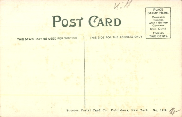 Postcard New York City USA, New Public Library, Streetcars