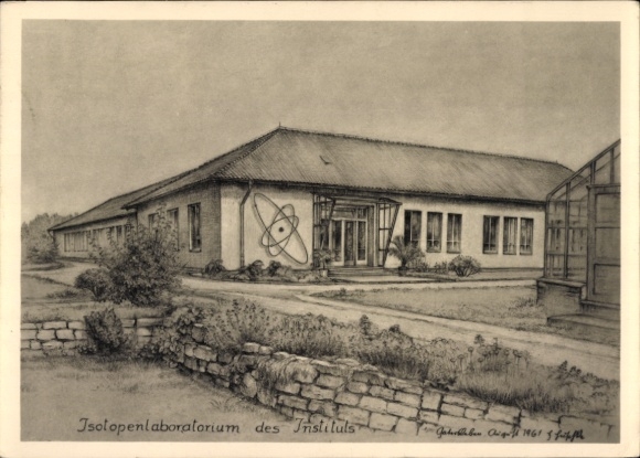 Kunstenaar Ak Gatersleben Salzlandkreis, isotopenlaboratorium van het Institute for Crop Plant Research