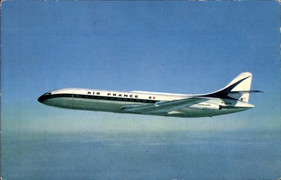 Postcard French passenger aircraft, Air France, Caravelle