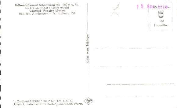Postcard Schömberg in the Black Forest Württemberg, aerial photograph, Gasthof-Pension Löwen