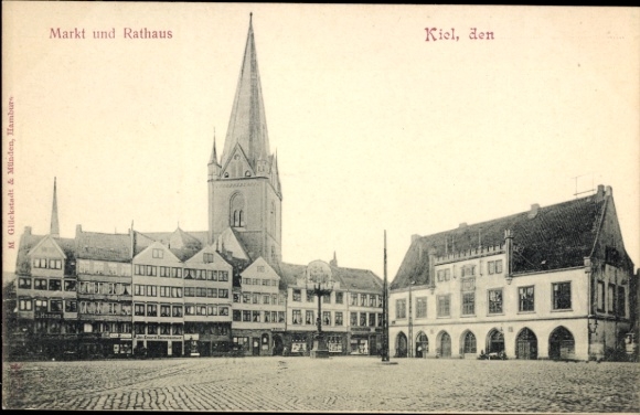 Ak Kiel, Markt und Rathaus