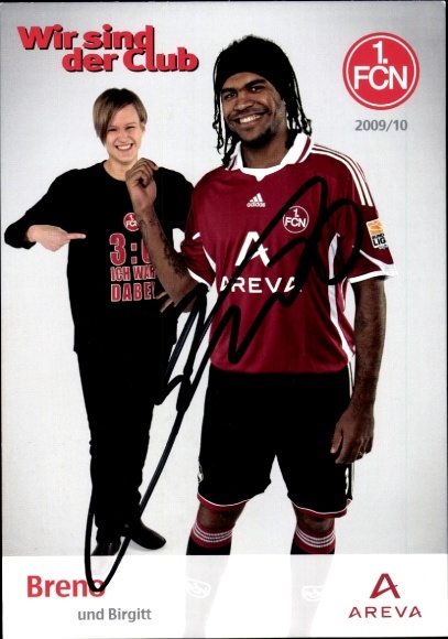 Autograph card footballers Breno and Birgitt, 1. FC Nuremberg, autograph