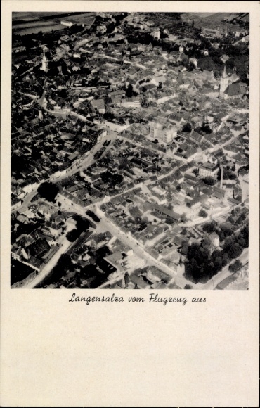 Postcard Bad Langensalza in Thuringia, aerial photograph, city view,