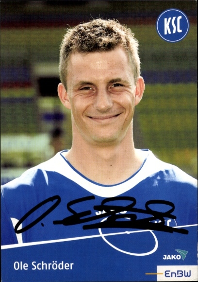 Autogrammkarte Fußballer Ole Schröder, Karlsruher SC, Autogramm