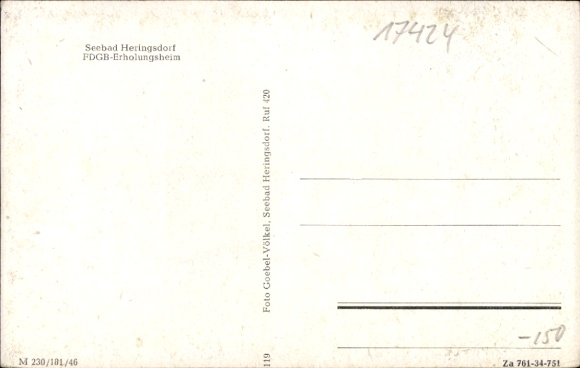 Postcard Ostseebad Heringsdorf on Usedom, FDGB recreation home, spa house