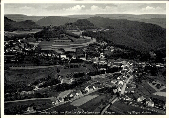 Postcard Lemberg in the Palatinate, aerial photograph, foothills of the Vosges