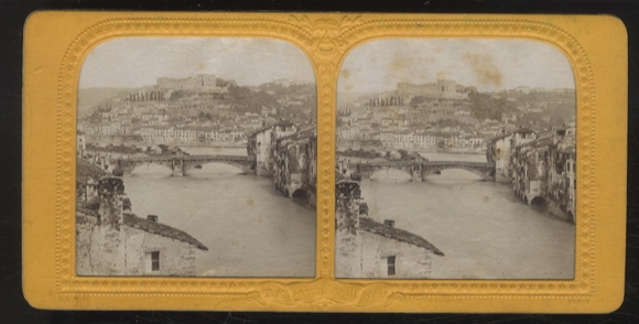 Stereo Foto Halt gegen das Licht Verona, Etsch und Ponte Nuovo , Blick zum Schloß Verona
