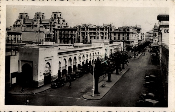 Ak Casablanca Marokko, Stadtansicht, Marché Central, Boulevard de la Gare,  Autos
