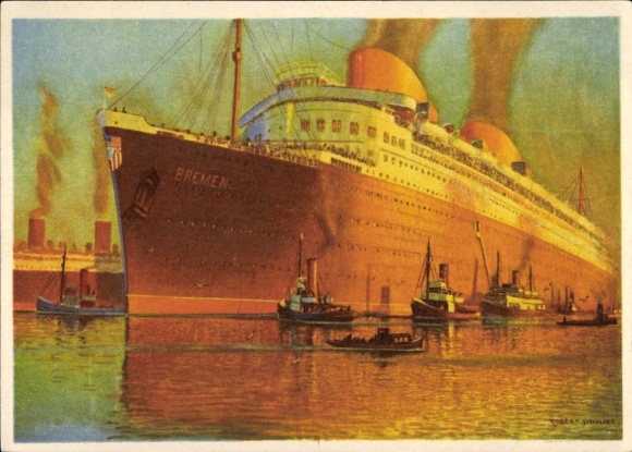 Artist Postcard Schmidt, Robert, NDL four-screw express steamer Bremen