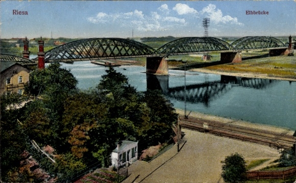 Ak Riesa an der Elbe Sachsen, Elbbrücke