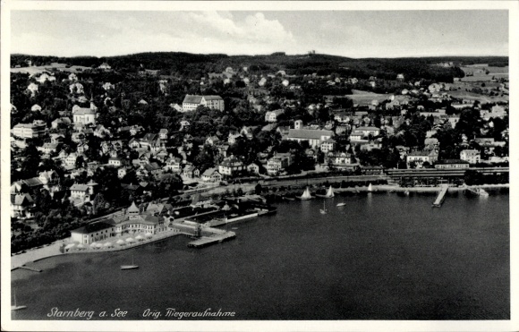 Postcard Starnberg in Upper Bavaria, aerial photograph