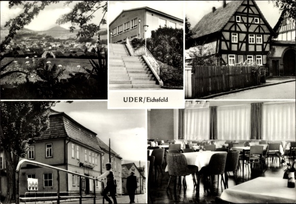Ak Uder w Eichsfeld Turyngia, dom wakacyjny FDGB, stary dom z muru pruskiego, restauracja konsumpcyjna