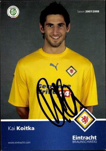 Autograph card footballer Kai Koitka, Eintracht Braunschweig, autograph