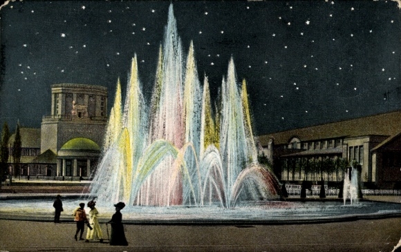 Ak Leipzig, Baufachausstellung 1913, Leuchtspringbrunnen