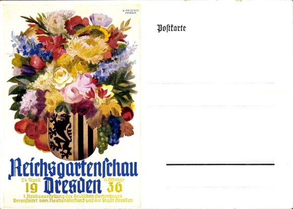 Artist Coat of Arms Postcard Drescher, A., Dresden, Reichsgartenschau 1936