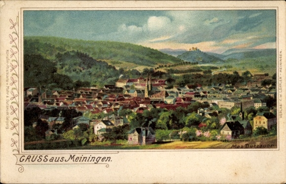 Kunstenaar litho Dutzauer, M., Meiningen Thüringen, algemeen beeld