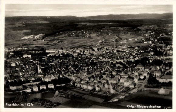 Ak Forchheim in Oberfranken Bayern, Fliegeraufnahme