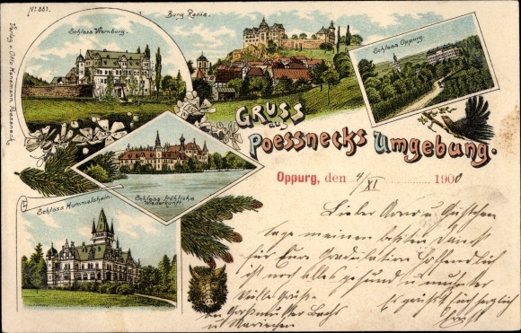 Chromo-Litho Ranis in Thuringia, Wernburg Castles, Hummelshain, Happy Return, Oppurg, Ranis Castle