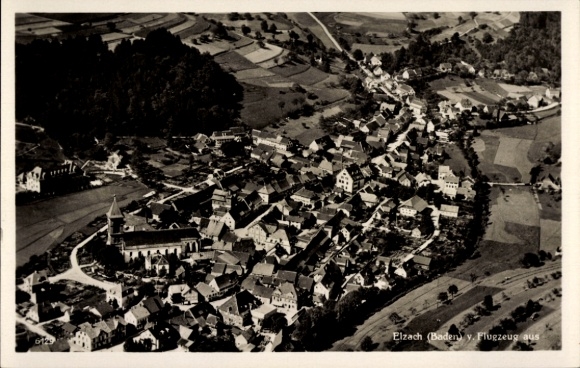 Postcard Elzach in the Black Forest, aerial photograph
