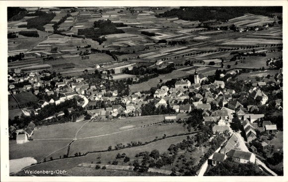 Postcard Weidenberg in Upper Franconia, aerial photograph