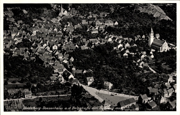 Postcard Dossenheim an der Bergstraße Baden, aerial photograph