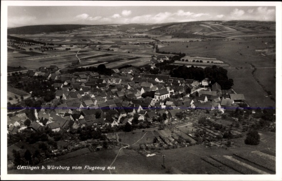 Postcard Uettingen in Lower Franconia, aerial photograph