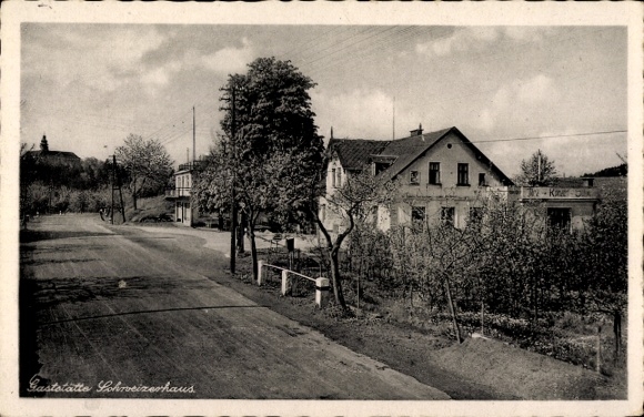 Ak Jüdendorf Steigra in Saalekreis, Restaurant Schweizerhaus