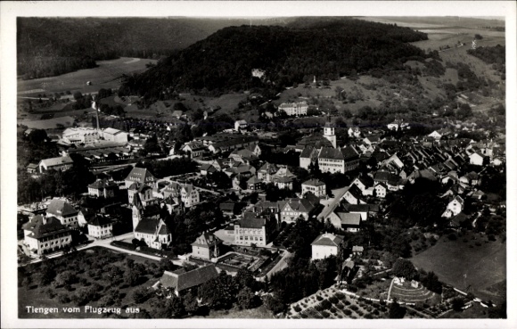 Postcard Tiengen am Hochrhein, aerial photograph