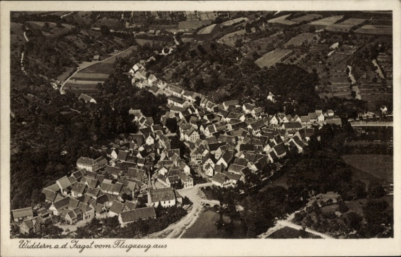 Postcard Widdern an der Jagst, aerial photograph