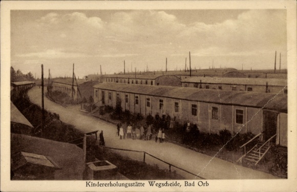 Postcard Bad Orb in Spessart Hesse, children's recreation center Wegscheide, building, children's group, street
