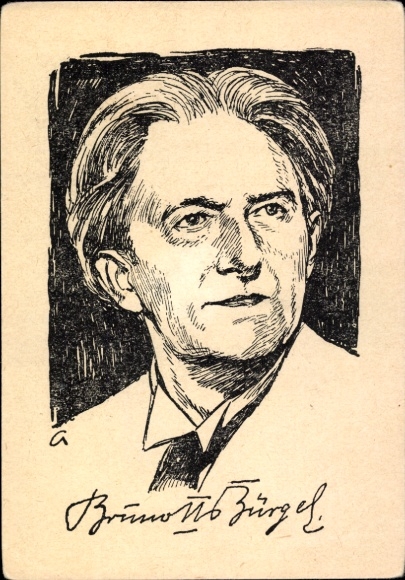 Kunstenaar Ak Grunwald, Ernst, schrijver Bruno H. Bürgel, portret