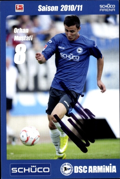 Autograph card footballer Orhan Mustafi, DSC Arminia Bielefeld, autograph