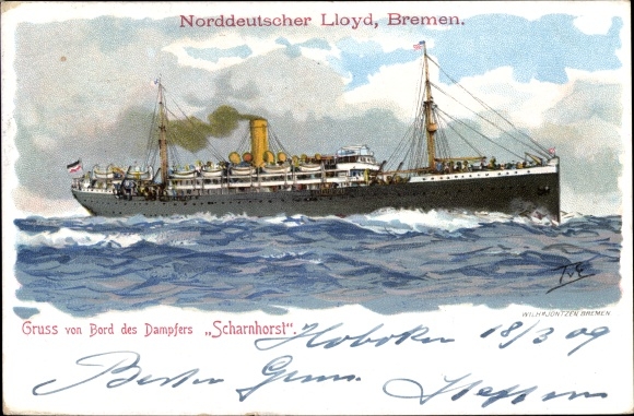 Artist PC from corner crushers, Themistokles, steamboat Scharnhorst, North German Lloyd Bremen