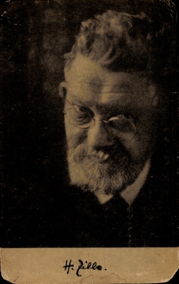 Postcard painter and graphic artist Heinrich Zille, portrait, autograph 1926