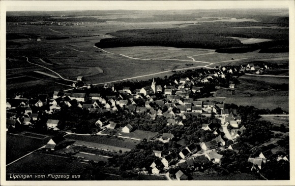 Postcard Liptingen in Baden, aerial view of rural surroundings, houses
