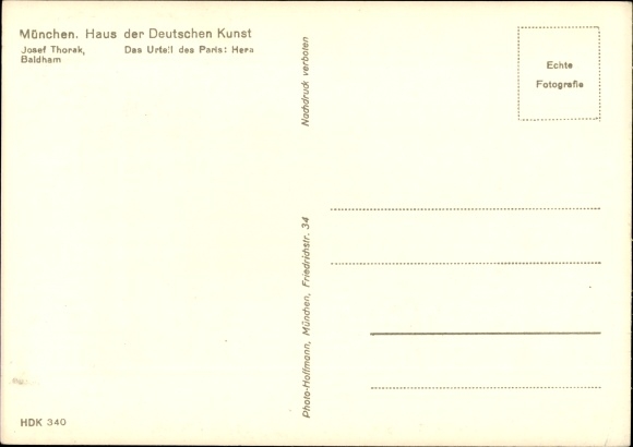 Postcard plastic by Josef Thorak, The Judgment of Paris, Hera, HDK 340