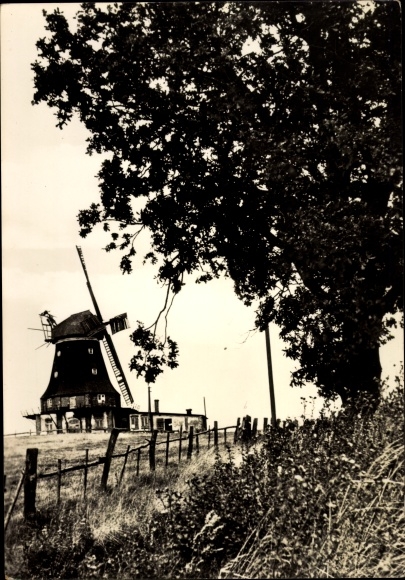 Postcard Klütz in Mecklenburg, town view, windmill